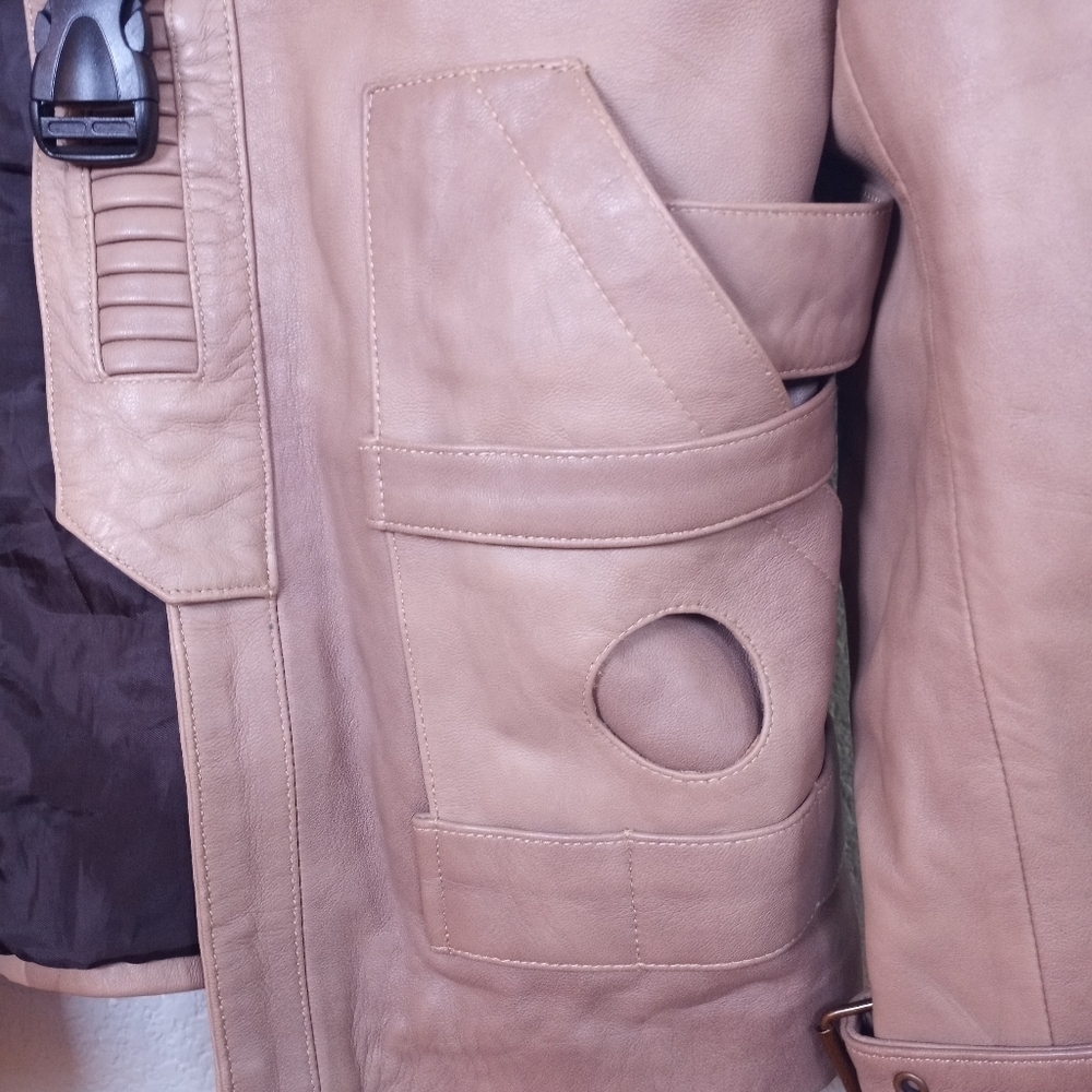 Star Wars Leather Finn The Force Awakens Butter Soft Leather Open Lapel Bomber - Picture 3 of 16